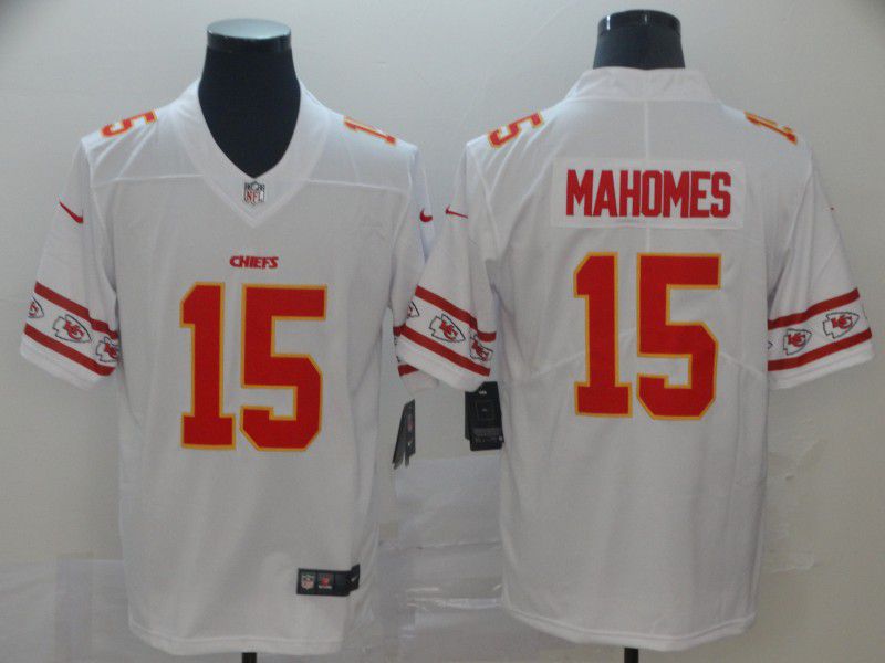Men Kansas City Chiefs 15 Mahomes White team logo cool edition NFL Jerseys